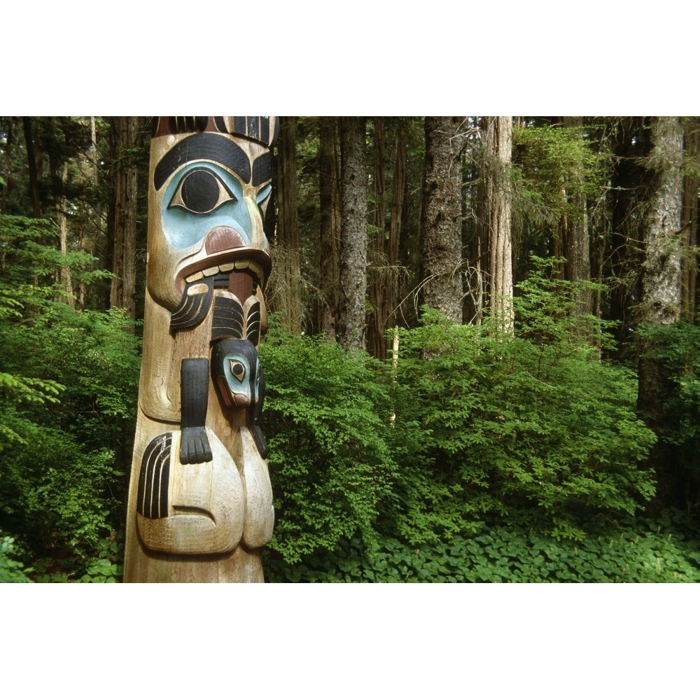 Closeup Of Totem Pole Near Sitka Ak On Baranof Island Tongass National Forest Southeast Summer Poster Print Image 1