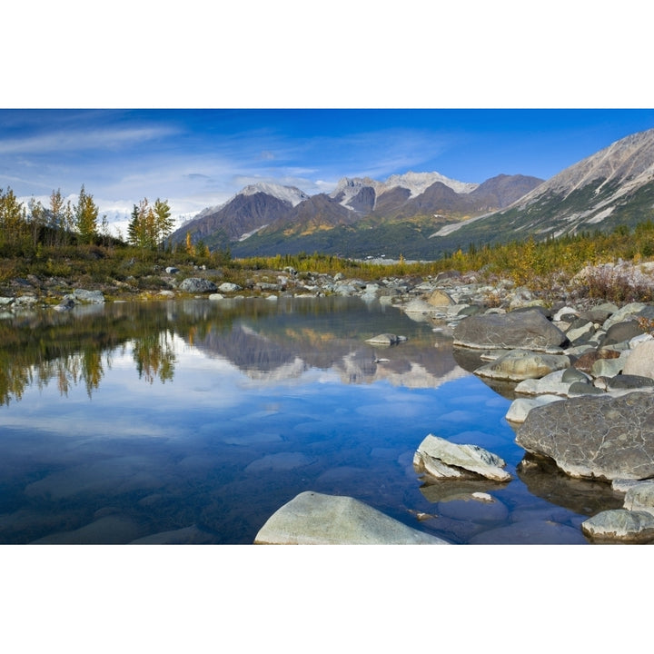 Bonanza Ridge And Its Reflection On A Waterhole By The Toe Of Kennicott Glacier Wrangell St Elias National Park and Pres Image 1