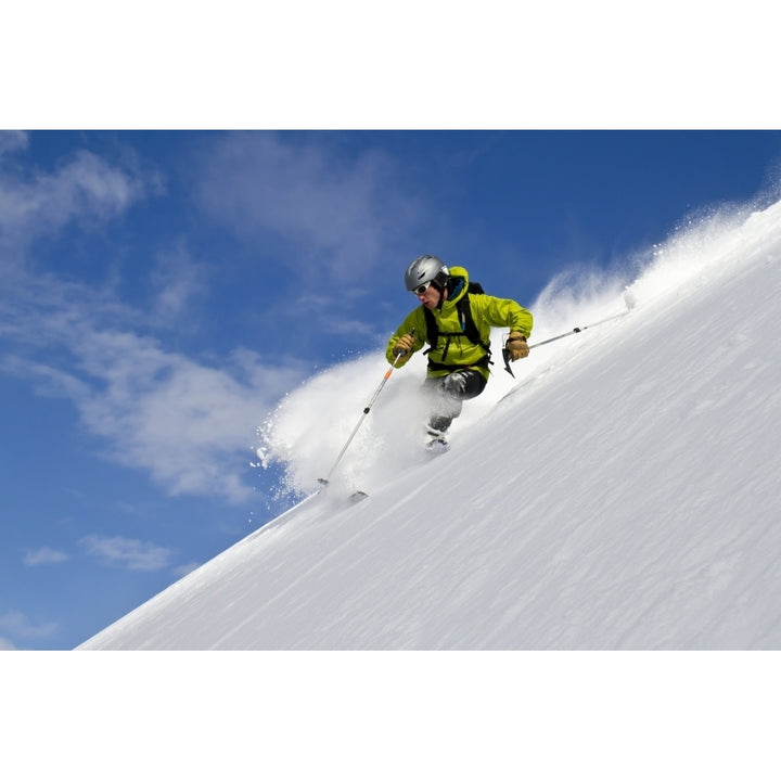 Man Skiing The S Couloir On The North Face Of Ptarmigan Peak Chugach Mountains Southcentral Alaska Winter Poster Prin Image 1