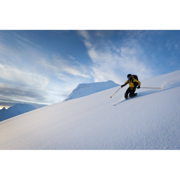 Skier Skiing Powder Snow Above Thompson Pass On Girls Mountain Near Valdez Chugach Mountains Winter In Southcentral Al Image 2