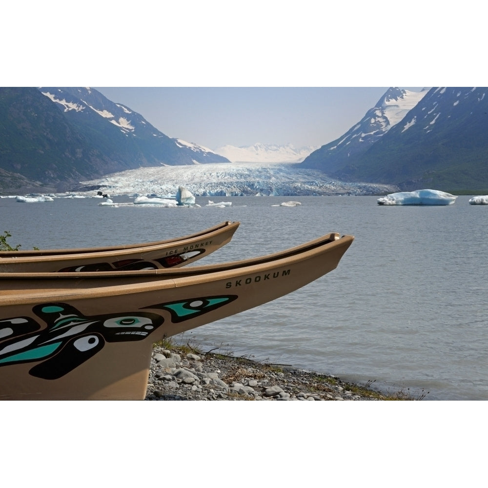 Modern Replicas Of Two Tlingit War Canoes In Front Of The Lake Formed By The Spencer Glacier Chugach National Forest S 1 Image 2