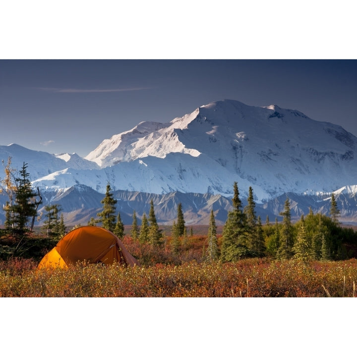 Scenic View Of Mt. Mckinley In The Morning With Tent In The Foreground Denali Image 2