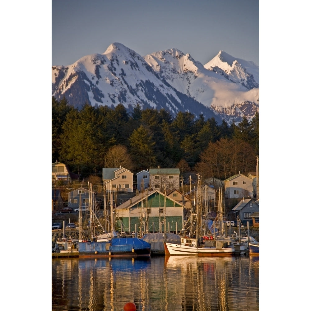 Downtown Sitka And And Small Boat Harbor With Arrowhead Peak In The Background Southeast Alaska Poster Print Image 2