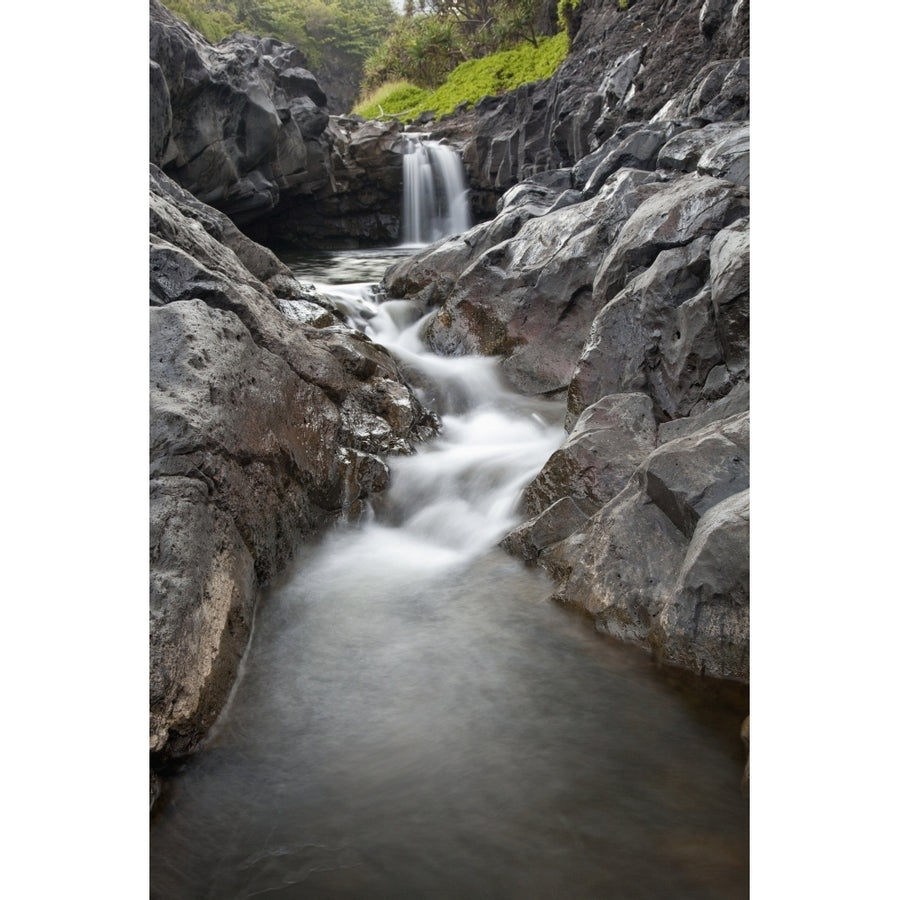 Hawaii Maui Hana Seven Sacred Pools waterfalls. Poster Print Image 1