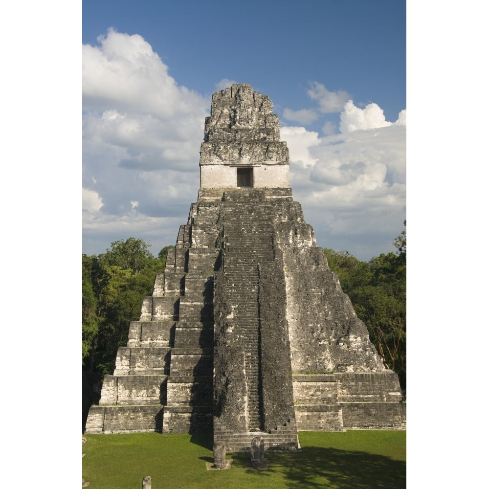 Guatemala Peten Tikal National Park Jaguar Temple at the great plaza. Poster Print Image 1