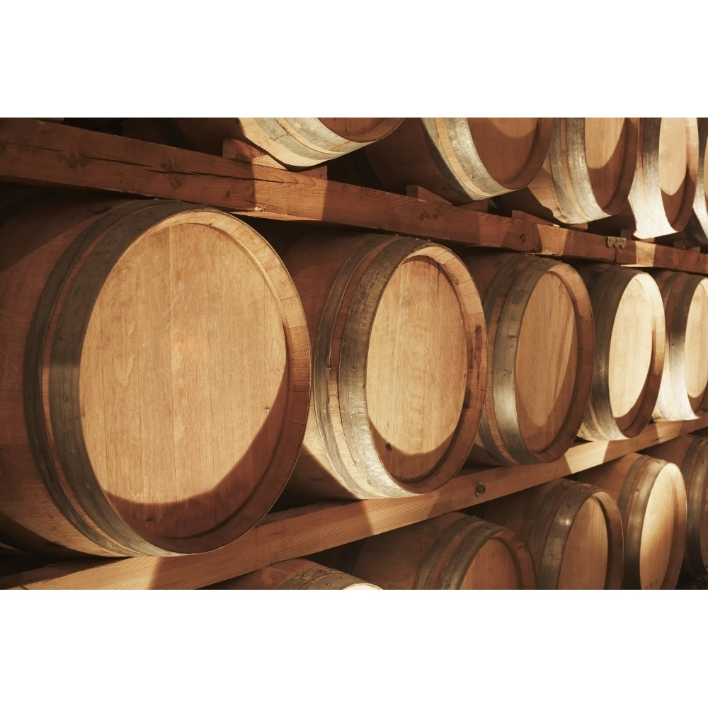 Wine Barrels Stacked On Shelves; Niagara Ontario Canada Poster Print Image 2