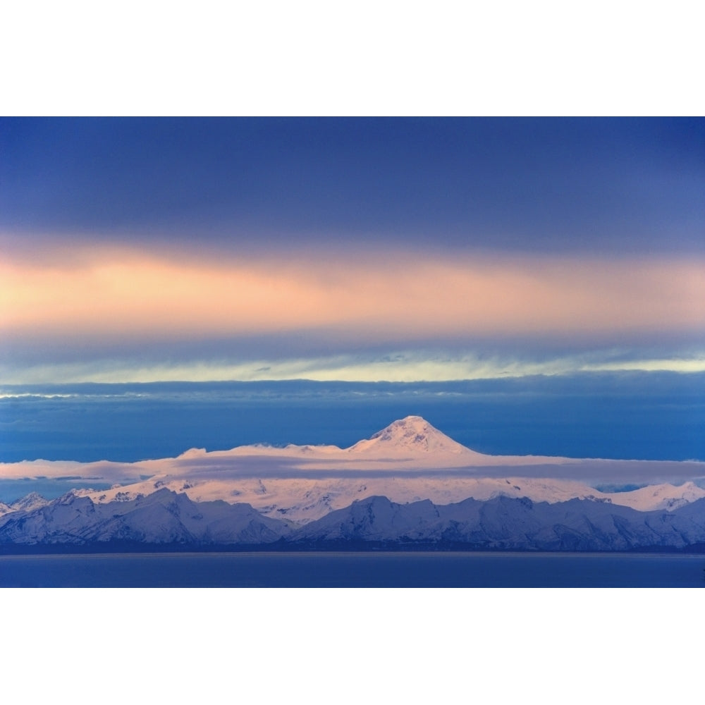 Iliamna Volcano Seen Across Cook Inlet From The Kenai Peninsula In Southcentral Alaska During Winter Print Image 2