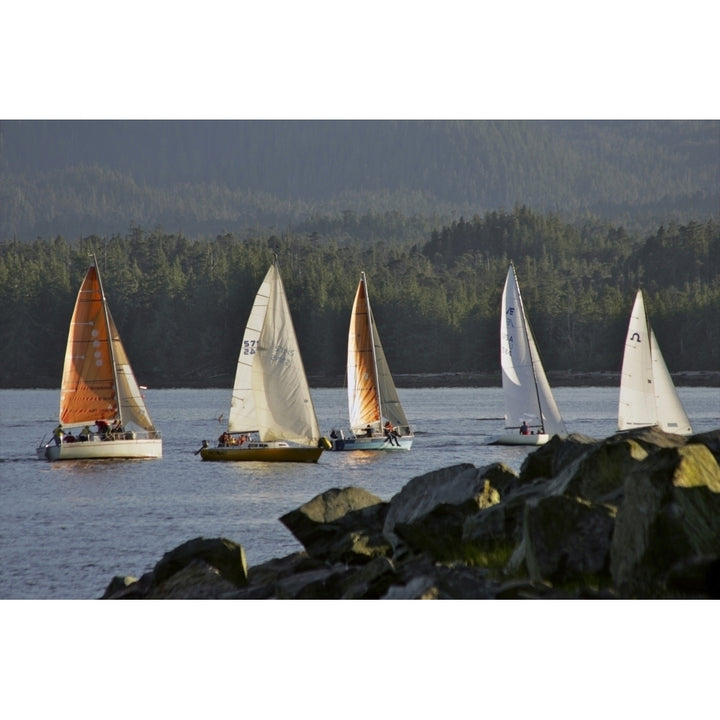 Sailboats Race In Competition Near Ketchikan Alaska During Summer Poster Print Image 2