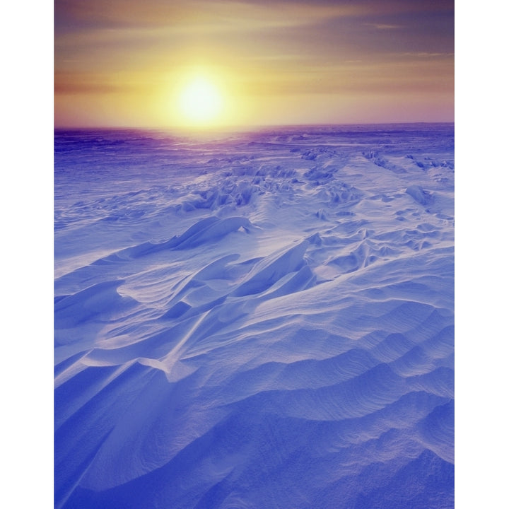 Sunset Over Wind-Carved Snow Drifts North Slope Arctic Ak Poster Print Image 2