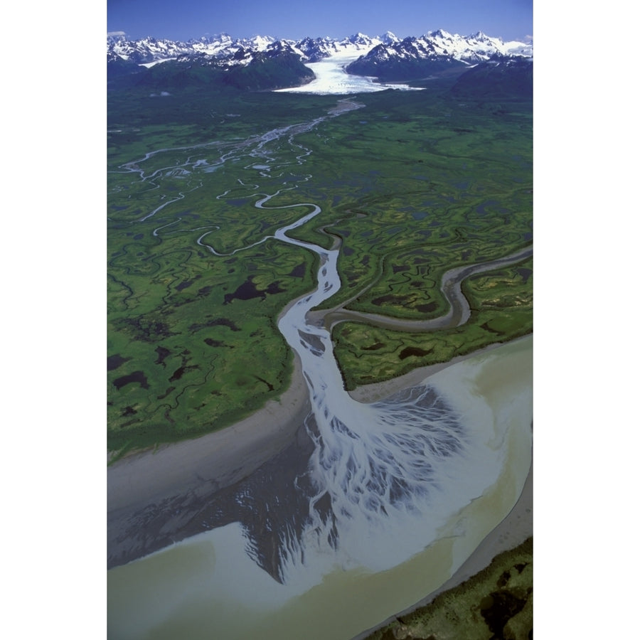 Aerial Of Ibeck Creek and Scott Glacier Sc Ak Summer Copper River Delta Poster Print Image 1