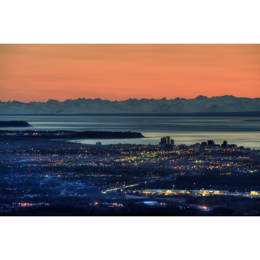 View Of The Anchorage Skyline At Sunset With The Cook Inlet In The Background Southcentral Alaska Spring Image 1