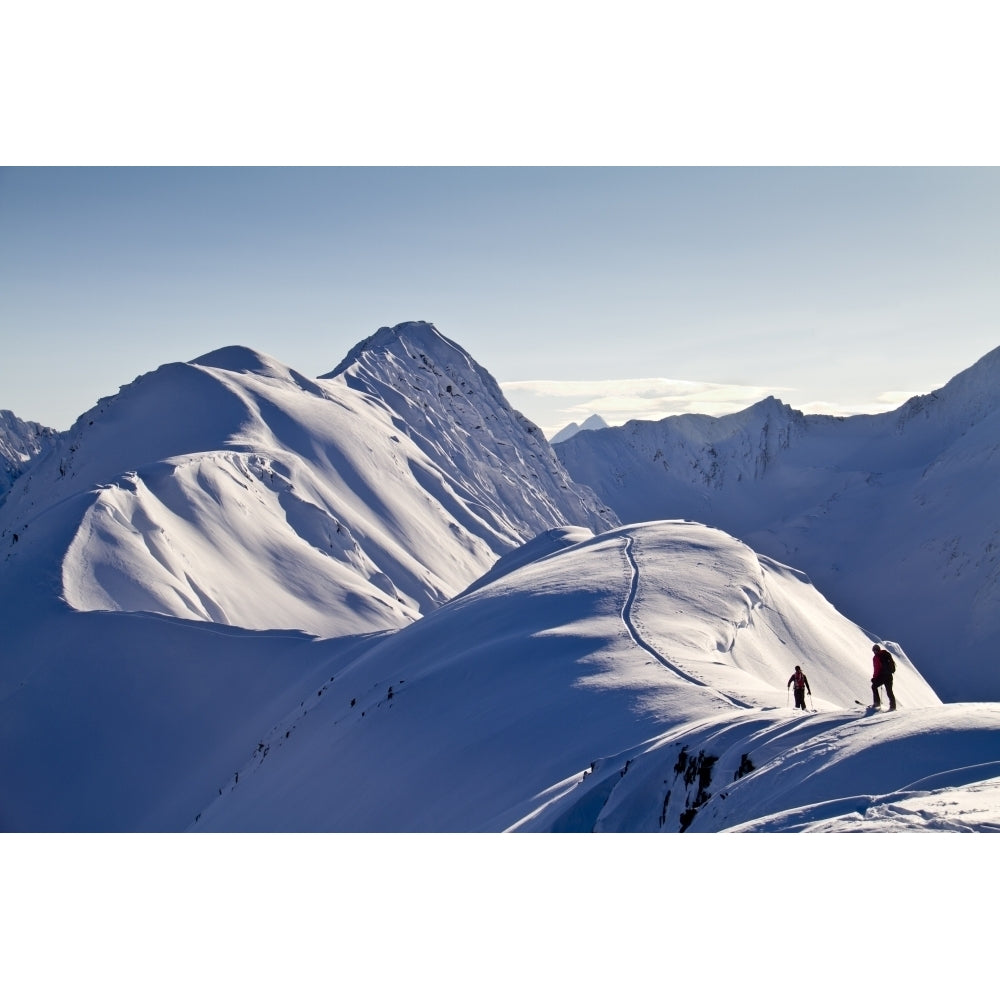 Skiers Skinning The Snow-Covered Eddies Ridge To Ski The South Face To Ingram Creek Turnagain Pass Kenai Mountains Wi Image 1