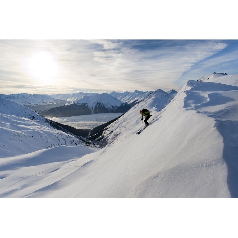 Skier Skiing In Peterson Creek In The Western Chugach Above Turnagain Arm Near Girdwood Winter In Southcentral Alaska Image 1