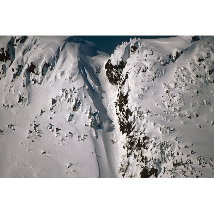 Person Snowboarding Down Chute Eaglecrest Ski Resort Douglas Isl Near Juneau Alaska Se Winter Poster Print Image 1