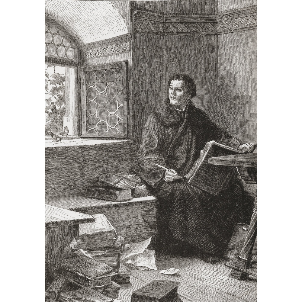 Martin Luther Translating The Bible At Wartburg Castle Germany In 1521. Martin Luther 1483 Poster Print Image 1