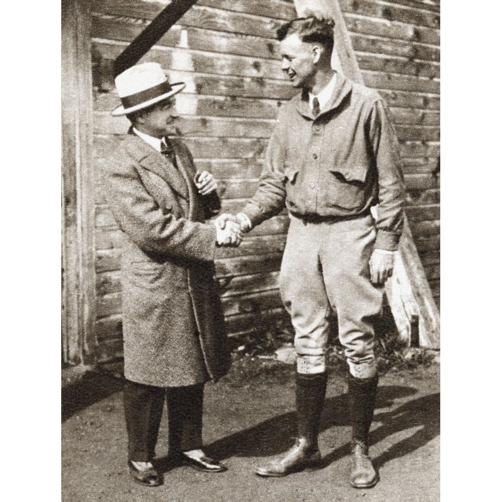 Charles Lindbergh Being Welcomed On His Arrival In Paris In 1927 By French Aviator Rene Fonck Charles Augustus Lindberg Image 1