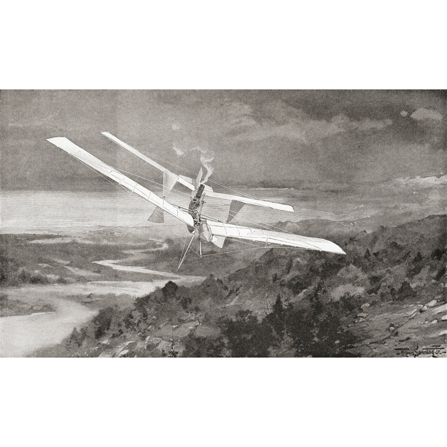 The Langley Aerodrome Flying Machine In Flight In The 19Th Century. From The Strand Magazine Published 1897. Image 1