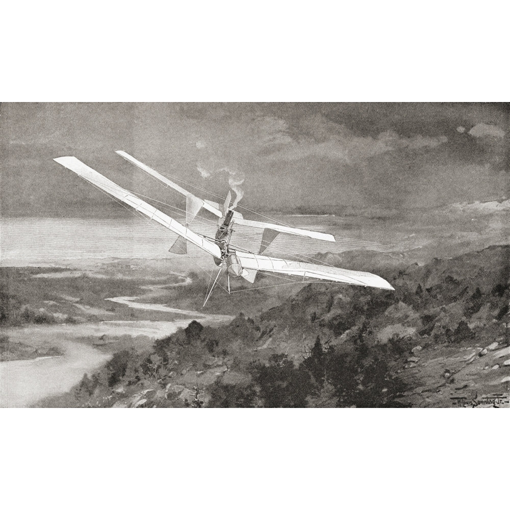 The Langley Aerodrome Flying Machine In Flight In The 19Th Century. From The Strand Magazine Published 1897. Image 2