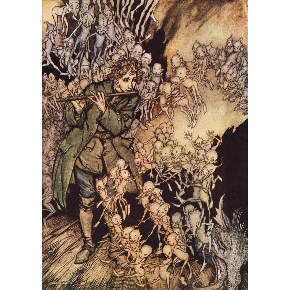 He Played Until The Room Was Entirely Filled With Gnomes Illustration By Arthur Rackham From Grimms Fairy Tale The Gn 1 Image 2