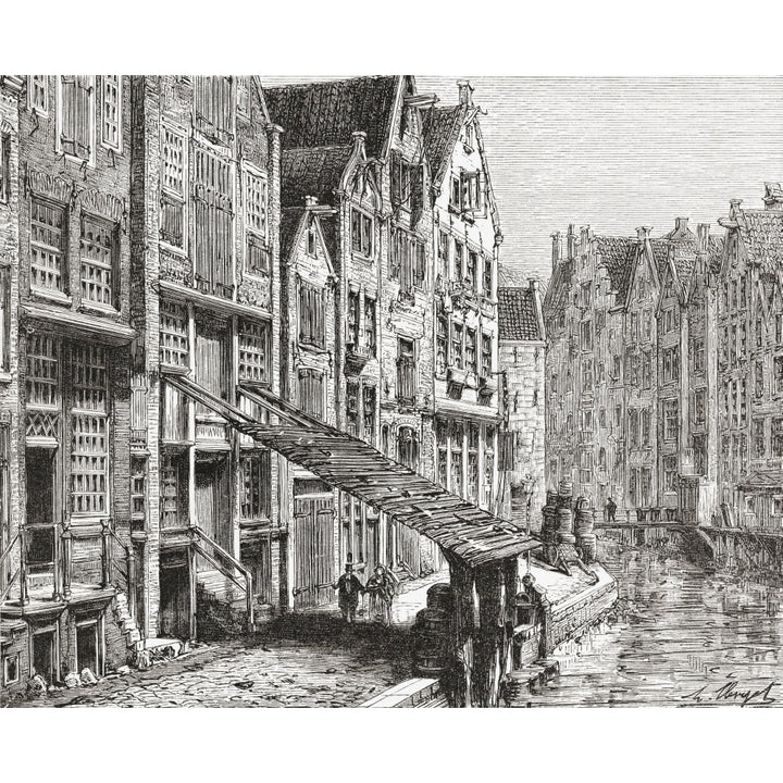 A Street In Old Amsterdam The Netherlands In The 19Th Century. From Pictures Image 1