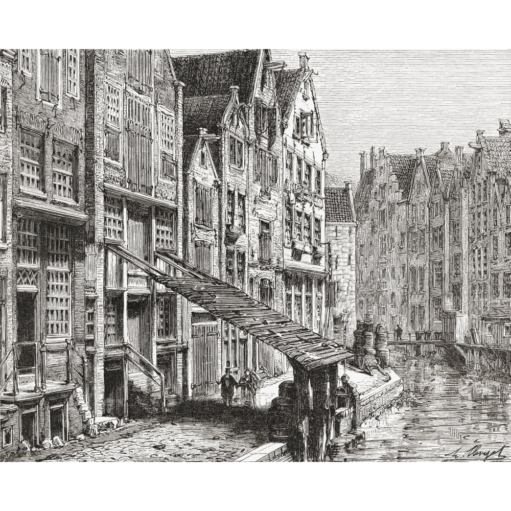 A Street In Old Amsterdam The Netherlands In The 19Th Century. From Pictures Image 2