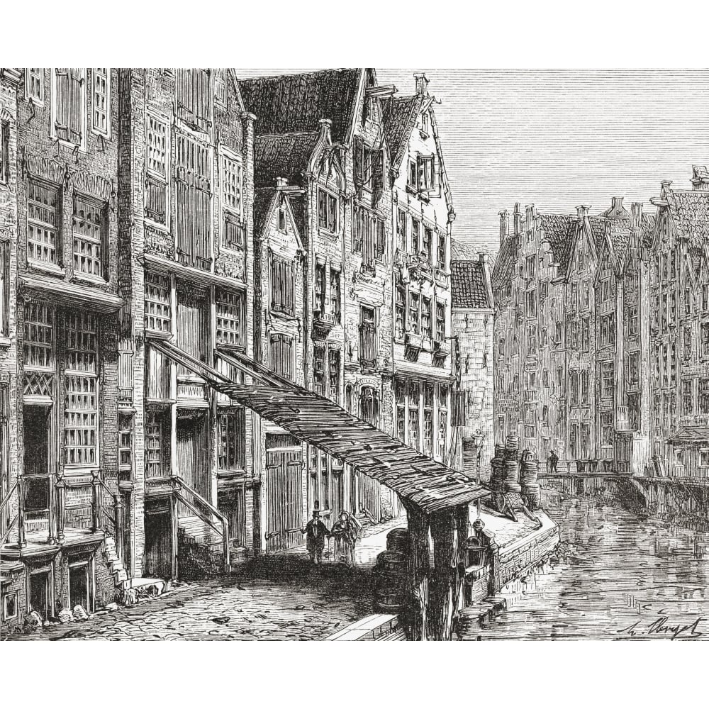 A Street In Old Amsterdam The Netherlands In The 19Th Century. From Pictures Image 1