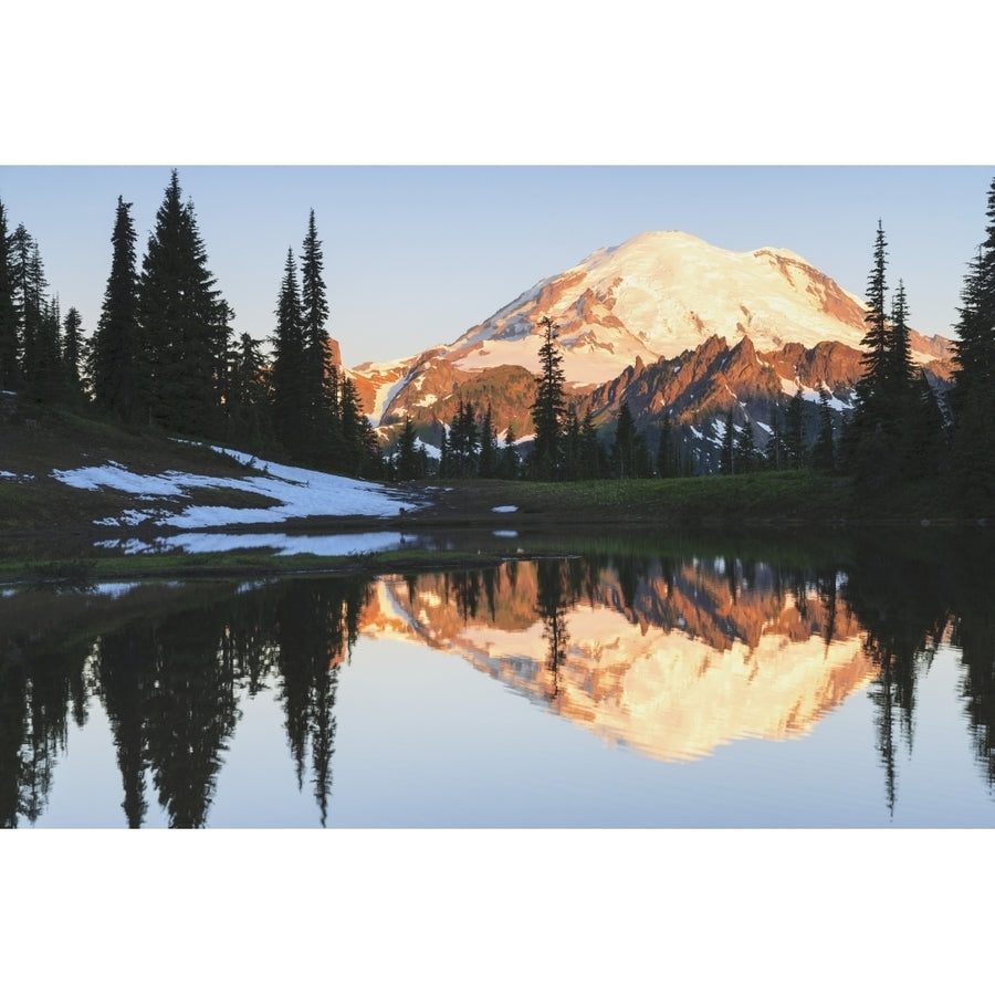 Sunrise over a small reflecting pond near tipsoo lake mount rainer national park near seattle;Washington united states o Image 1