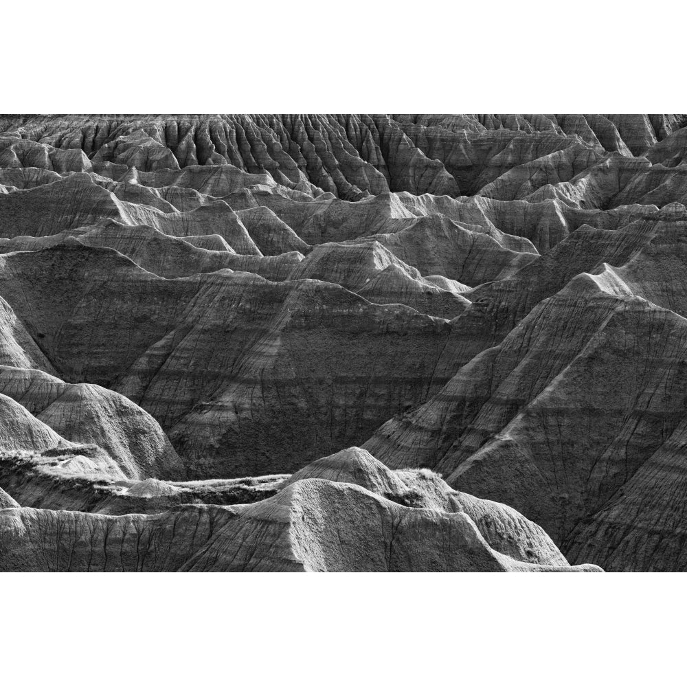 Black and white image of the badlands national park; south dakota usa Poster Print Image 2