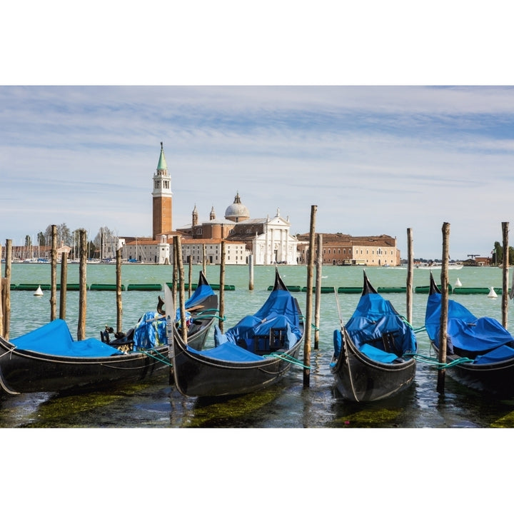 Boats anchored at marina; Venice Italy Poster Print Image 1