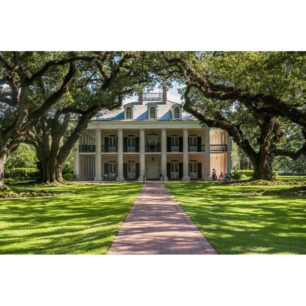 USA Louisiana Oak Alley Plantation; Vacherie Colonial style house Poster Print Image 1