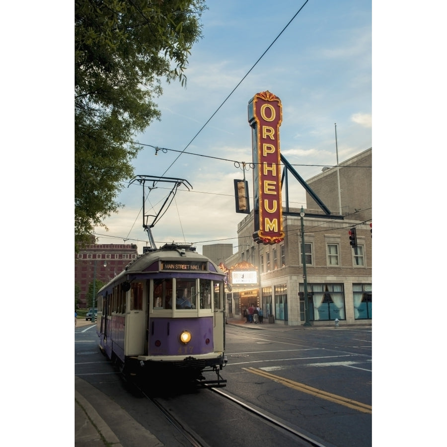 USA Tennessee Vintage streetcar near Orpheum Theater; Memphis Poster Print Image 1