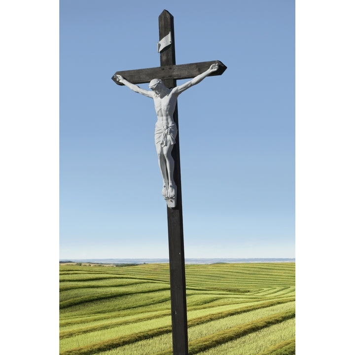 A crucifix on farmland;Saskatchewan canada Poster Print Image 1