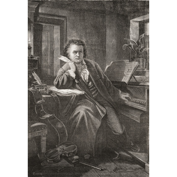 Ludwig Van Beethoven 1770 - 1827. German Composer And Pianist. From Nuestro Siglo Published 1883. Print Image 2