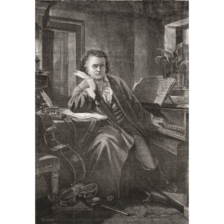 Ludwig Van Beethoven 1770 - 1827. German Composer And Pianist. From Nuestro Siglo Published 1883. Print Image 1