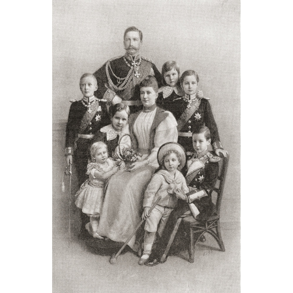 Kaiser Wilhelm Ii With His Wife Augusta Victoria And Their Family. Wilhelm Ii Or William Ii 1859 ? Print Image 2