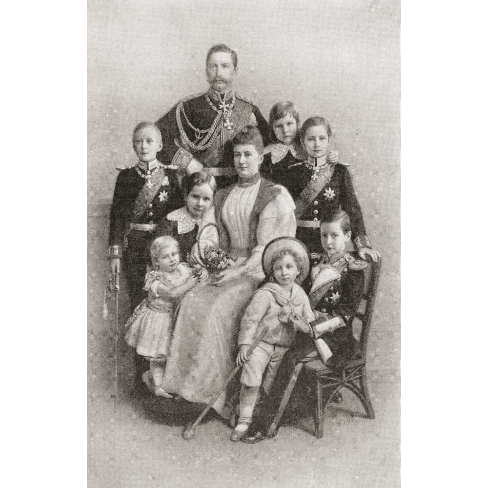 Kaiser Wilhelm Ii With His Wife Augusta Victoria And Their Family. Wilhelm Ii Or William Ii 1859 ? Print Image 1