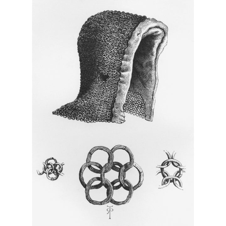 Chain Mail Hood And Example Of Interlocking Chain Mail C. A.D. 1120. From The Image 1