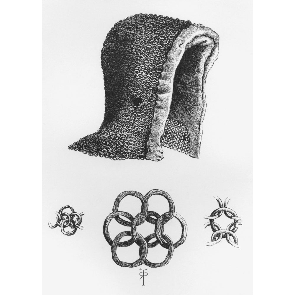 Chain Mail Hood And Example Of Interlocking Chain Mail C. A.D. 1120. From The Image 2