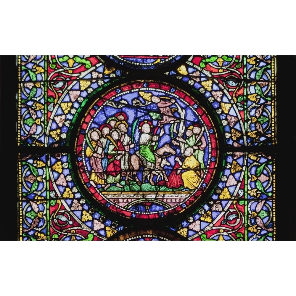 Colourful Stained Glass Window In Canterbury Cathedral; Canterbury Kent England Poster Print Image 1