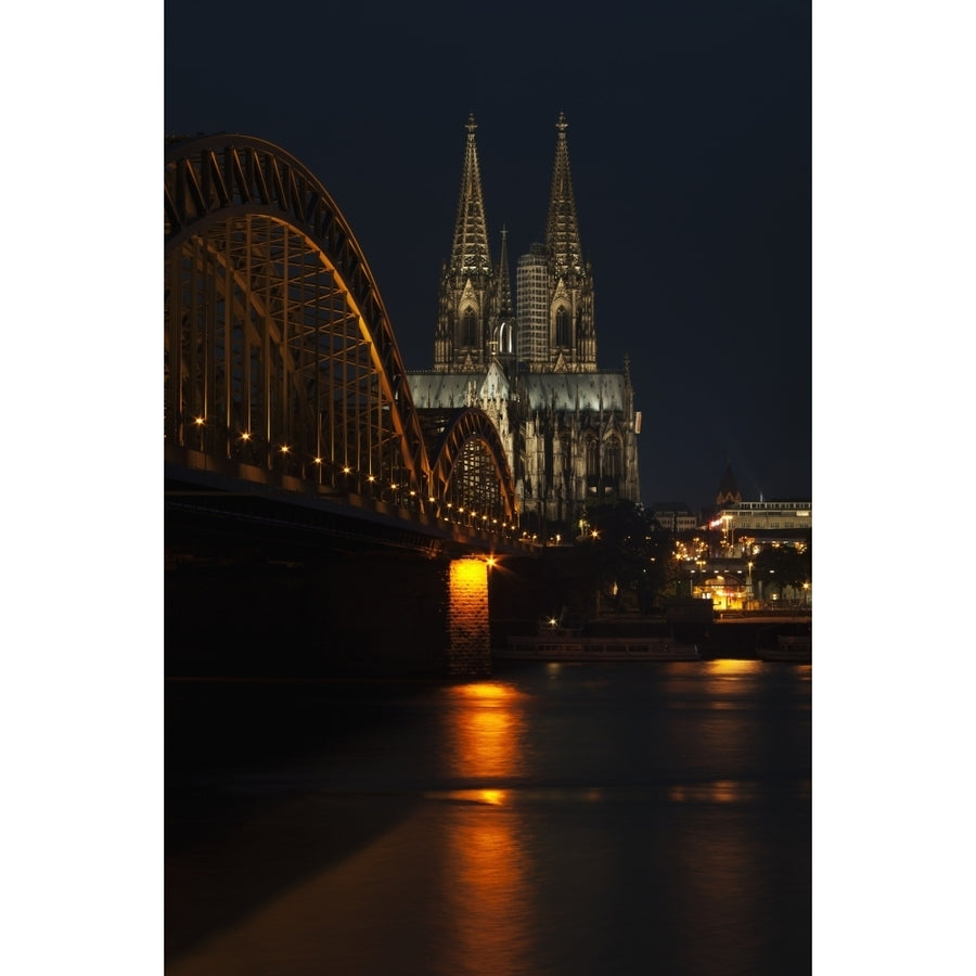 Hohenzollern Bridge over the River Rhine and Cologne Cathedral; Cologne Germany Poster Print Image 1