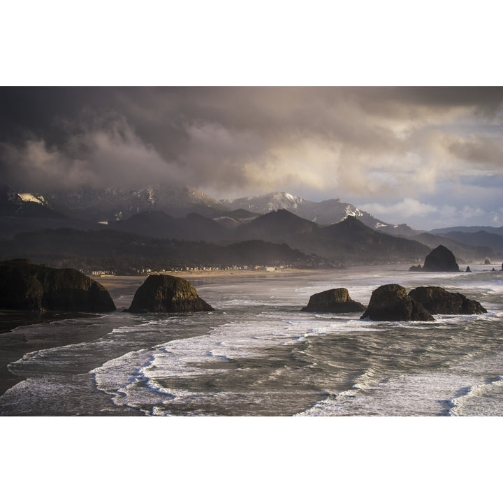 Winter weather comes to the Oregon coast; Cannon Beach Oregon United States of America Poster Print Image 1