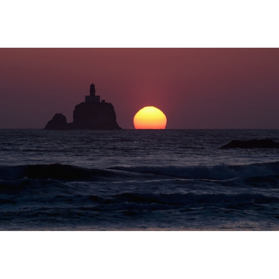 The sunset at Tillamook Rock Lighthouse; Cannon Beach Oregon United States of America Poster Print by Robert L. Potts Image 1