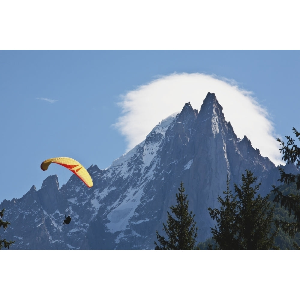 Paraglider above Chamonix-Mont Blanc valley; France Poster Print Image 2