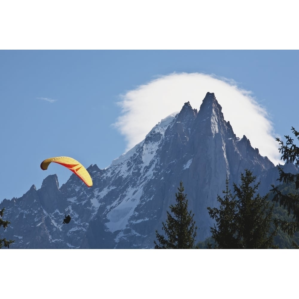 Paraglider above Chamonix-Mont Blanc valley; France Poster Print Image 1