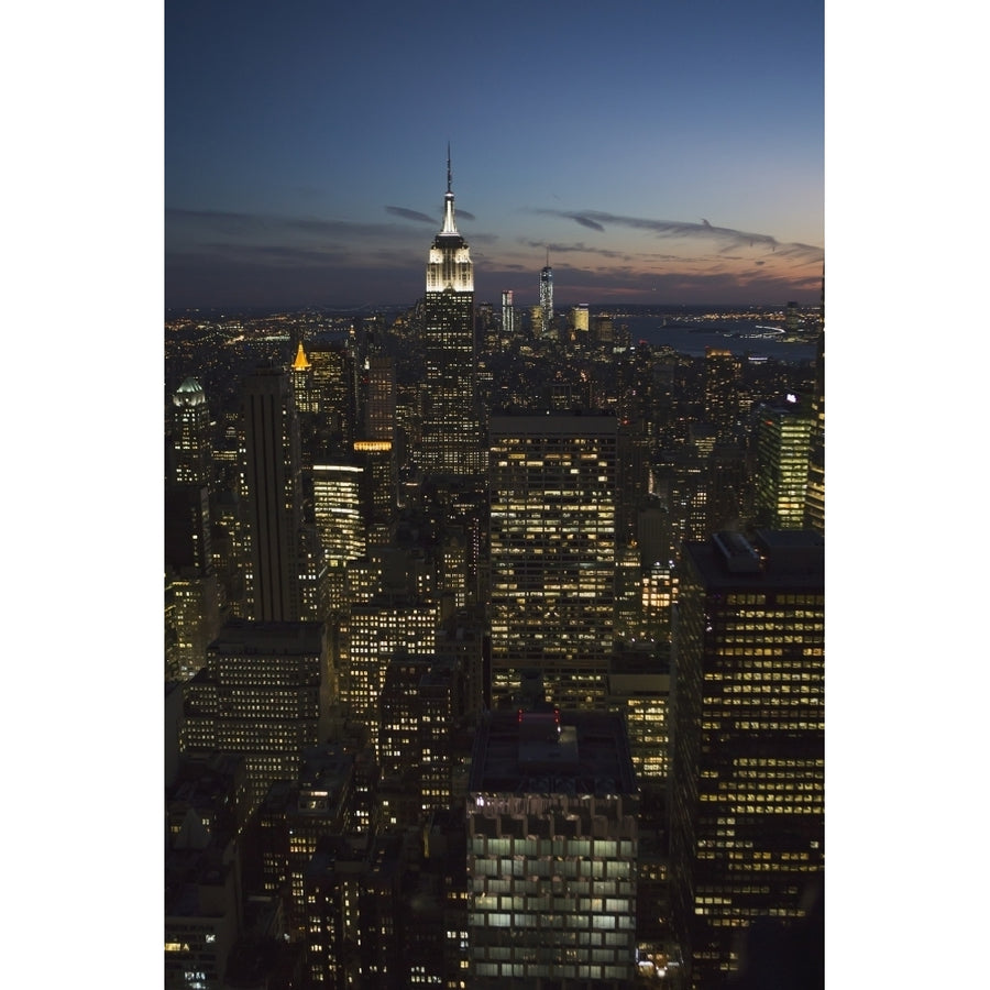 York City buildings illuminated at nighttime; York City York United States of America Print Image 1