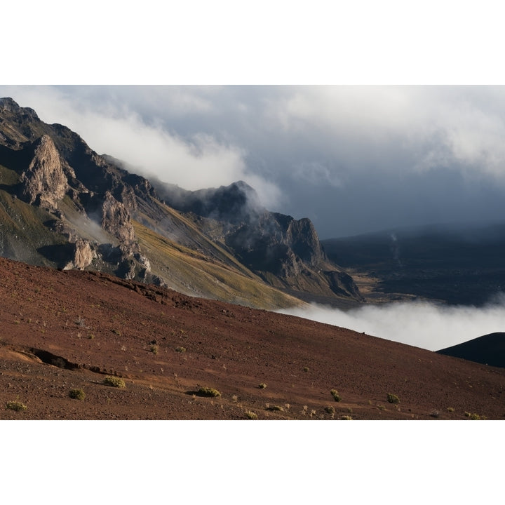 Morning clouds begin to burn off of Haleakala National Park; Maui Hawaii United States of America Poster Print by Robe Image 1