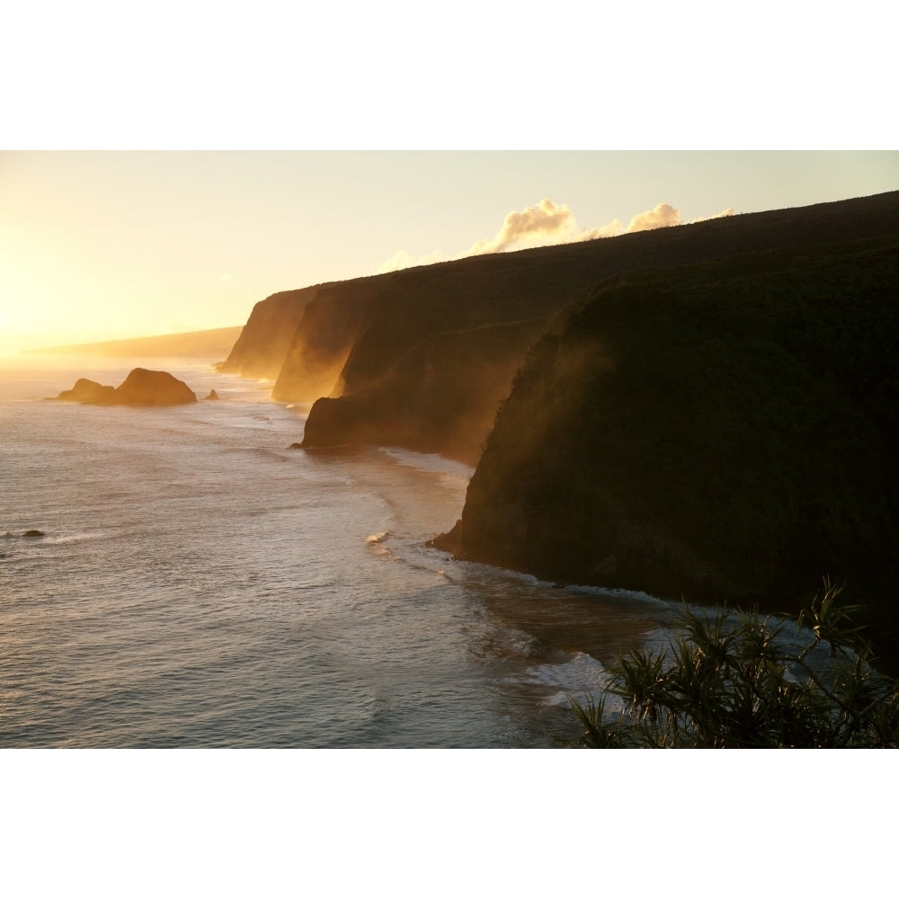 Hawaii North Kohala Pololu and Honokane Niu Valleys at sunrise from Pololu Lookout. Poster Print Image 2