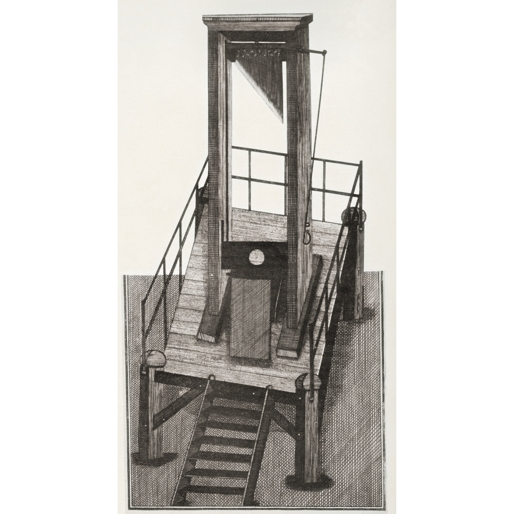 A guillotine from the time of the French Revolution. From a contemporary print. Poster Print Image 2