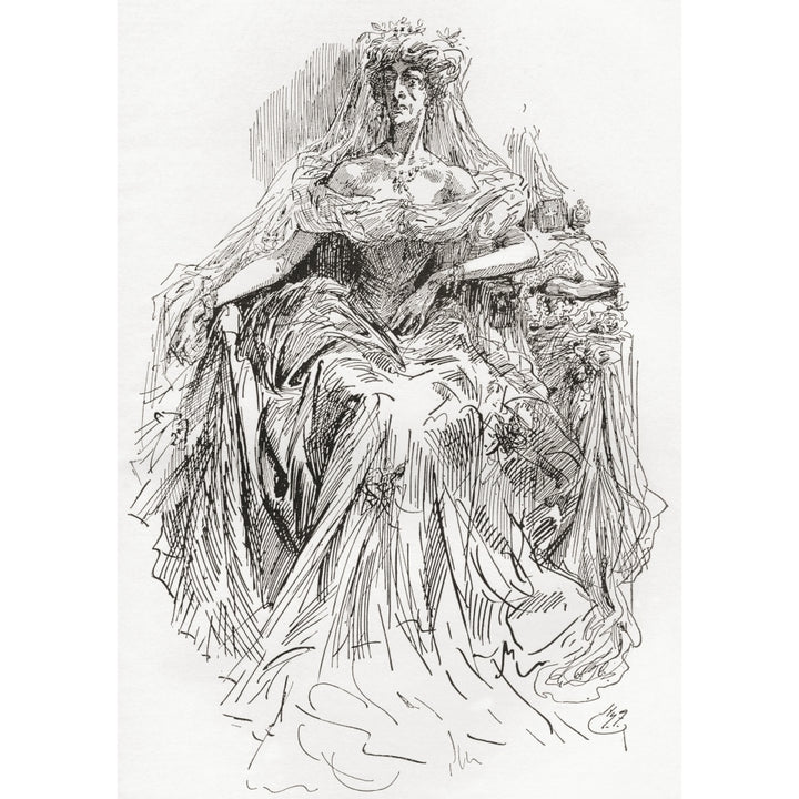 Miss Havisham Illustration by Harry Furniss for the Charles Dickens novel Great Expectations from The Testimonial Edit 1 Image 1