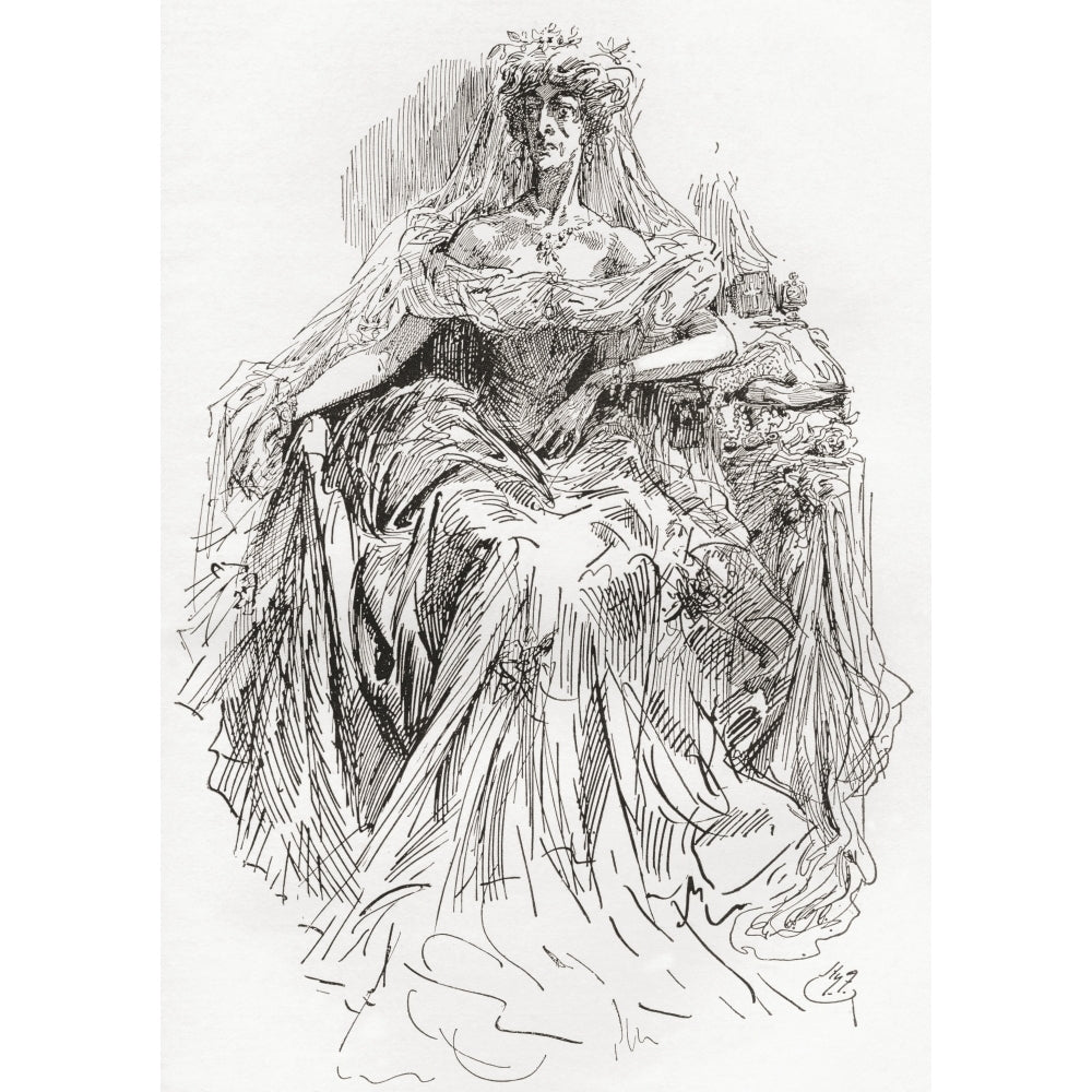 Miss Havisham Illustration by Harry Furniss for the Charles Dickens novel Great Expectations from The Testimonial Edit 1 Image 2